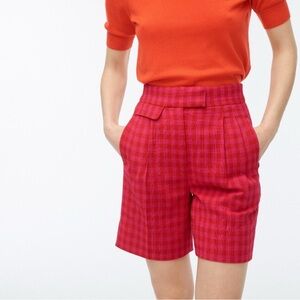 J. Crew High Waist Pink and Red Pleated Gingham‎ Shirts Size 12